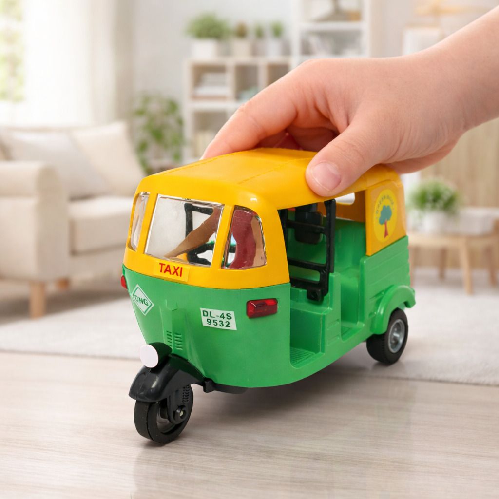 CNG Auto Rickshaw Pull Back Toy Car for Kids 2+ Age-image-16