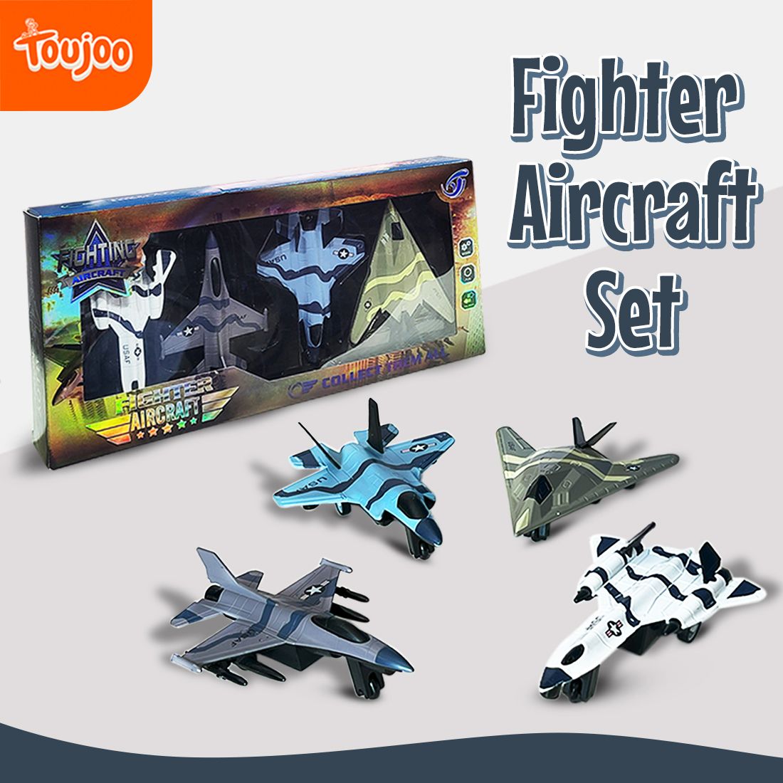 toujoo Fighter Aircraft Toy Gift Set 4 Realistic Pull Back Mini Fighter Jets for Kids-picture-41