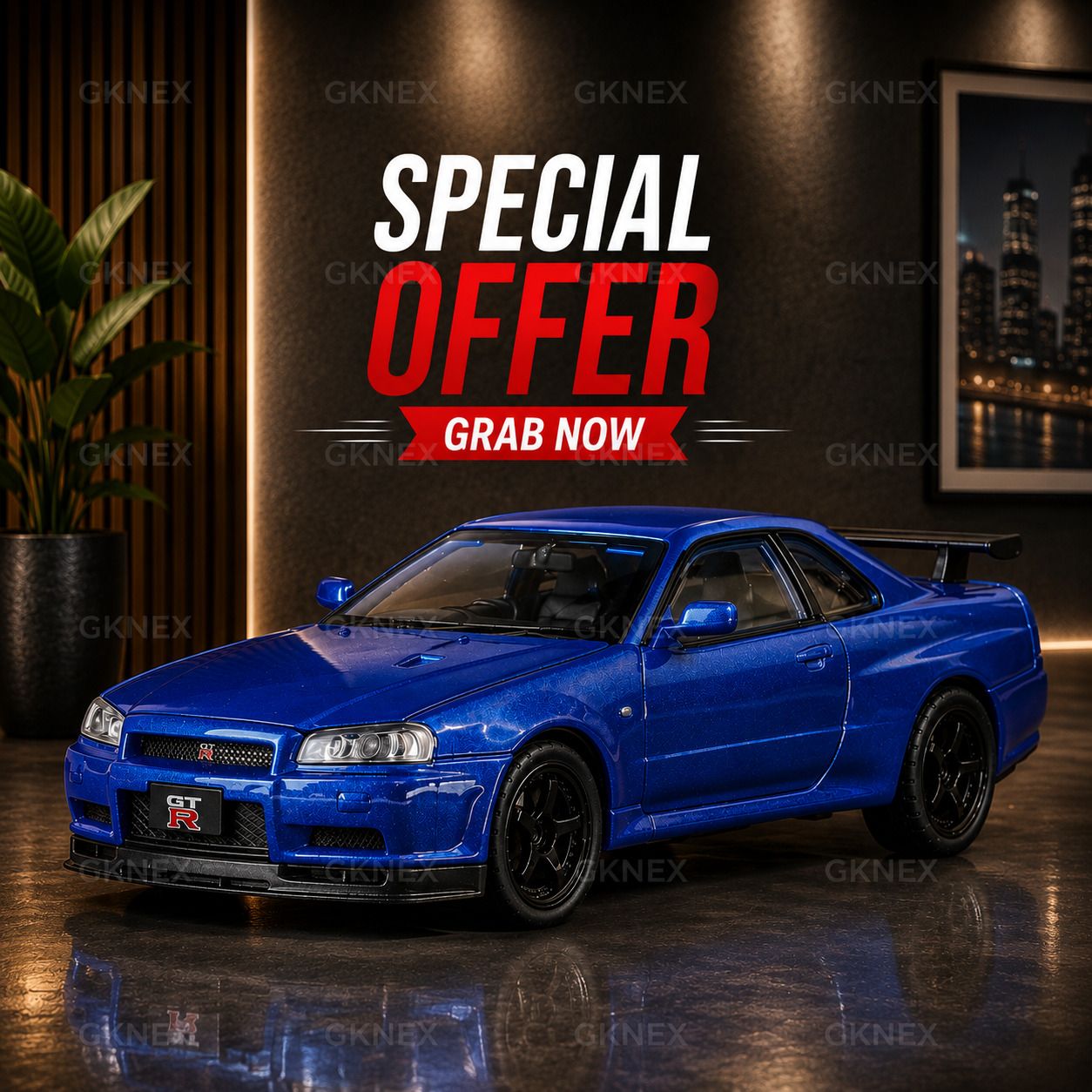 Nissan skyline GTR 1:32 car toy for kids with Openable Doors & Light-image-33