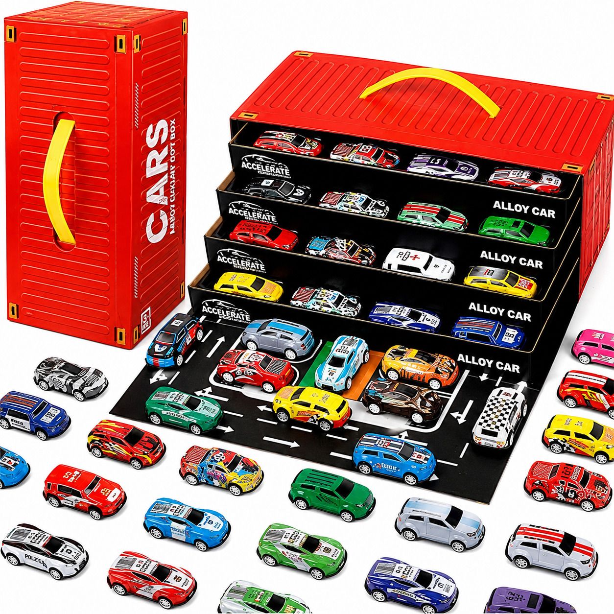 pranzo 48 Pcs Mini Alloy Die Cast Pull Back Toy Cars Set with Storage Container Box-picture-18
