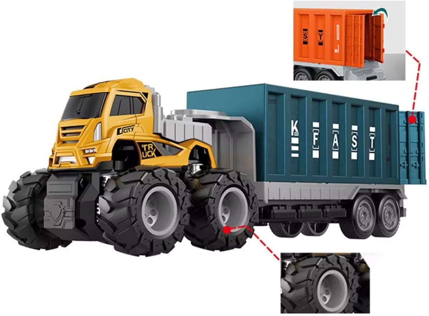 ragiluxe Big Wheel Truck with Container Trailer Friction Powered Kids Transport Truck Toy-picture-37