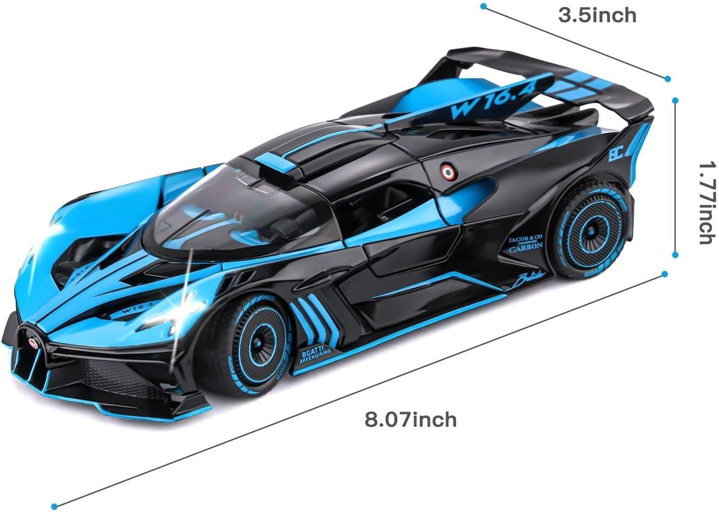countrylink 1:24 Bugatti Bolide Car Toy Alloy Diecast With Sound-Light-picture-36