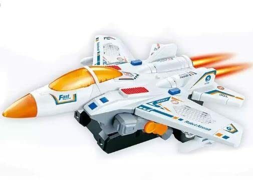 2 in 1 Deformation Light sound Bump and Go Fighter jet Robot Army Aircraft Toy-image-2