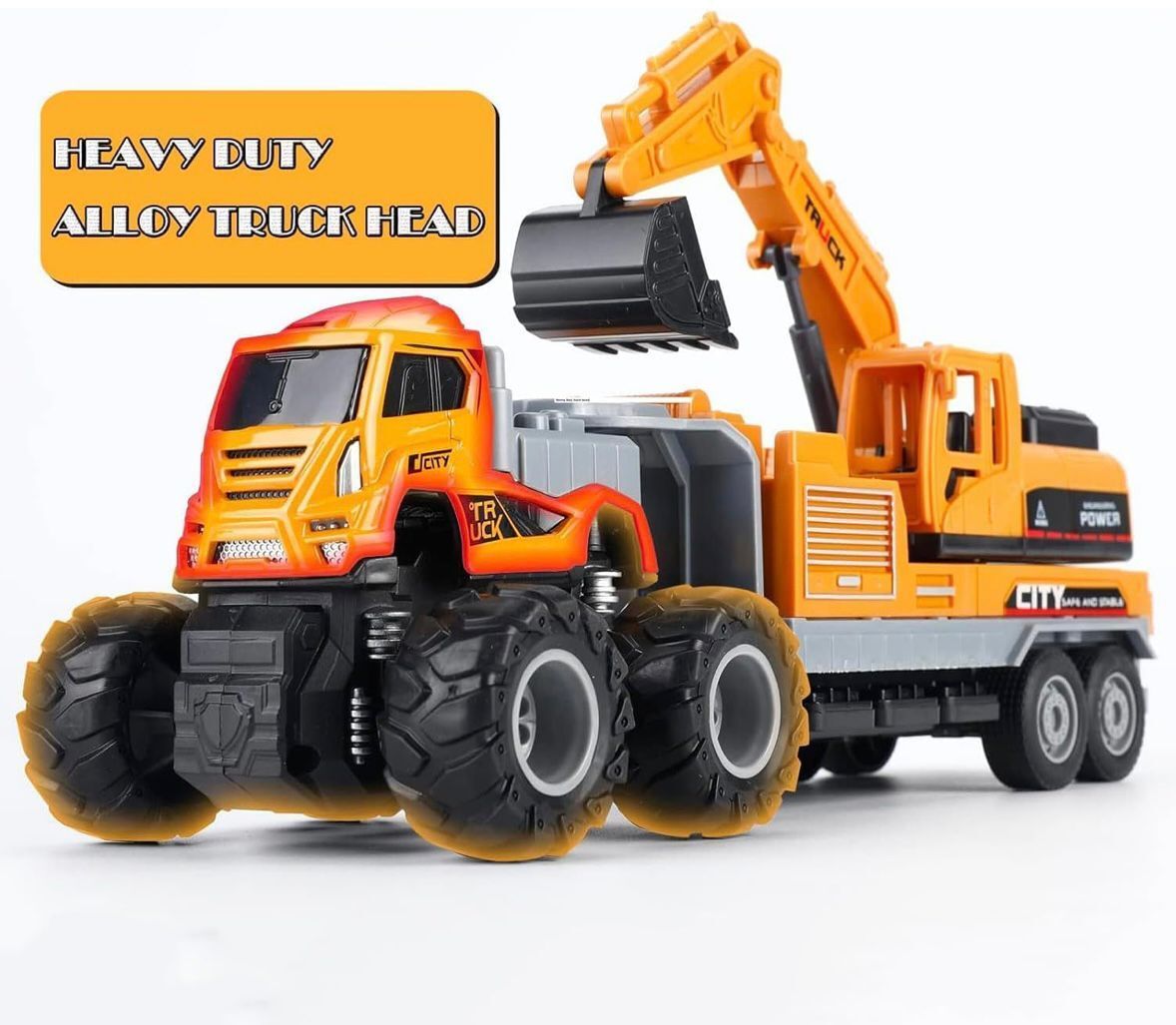 Monster Truck with Excavator Carrier Friction Powered Construction Toy-image-16
