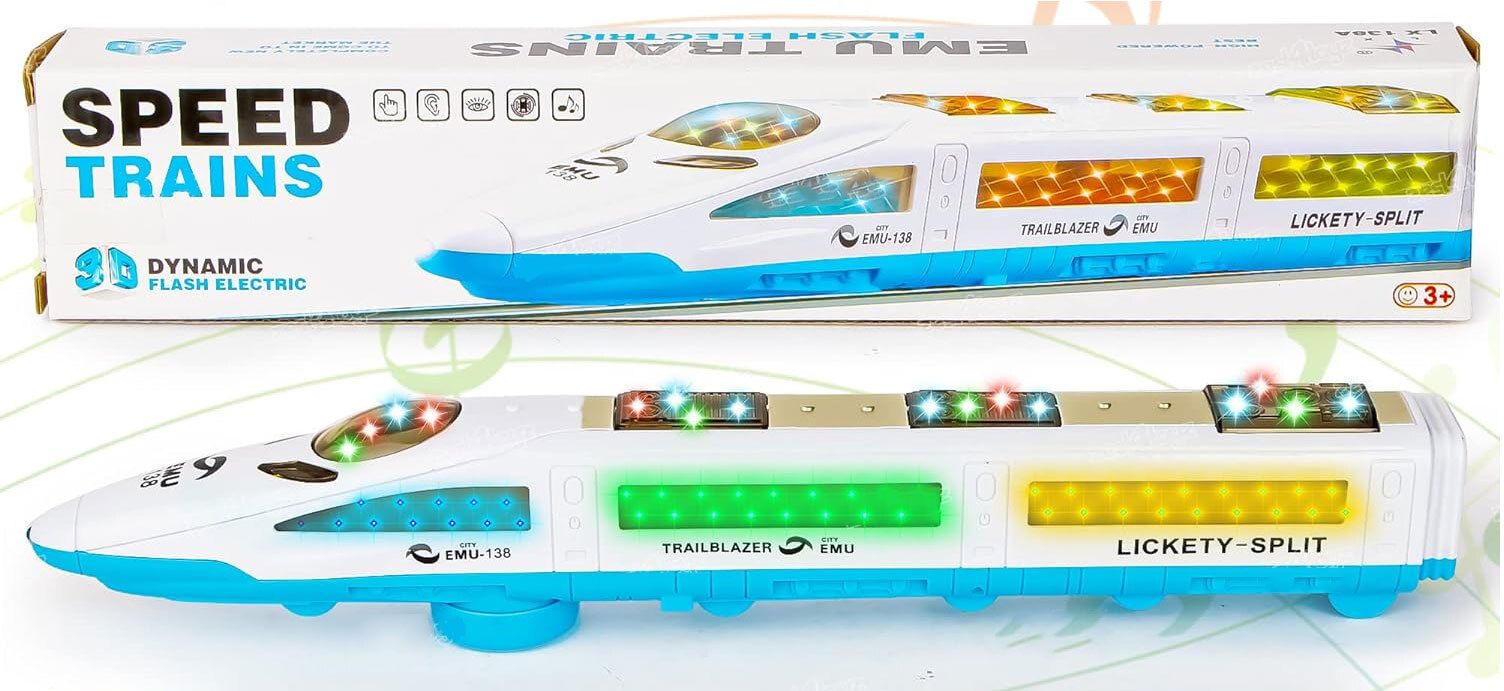 Battery Operated 3D Dynamic Flash High Speed Bump and GO Action Bullet Train Toy