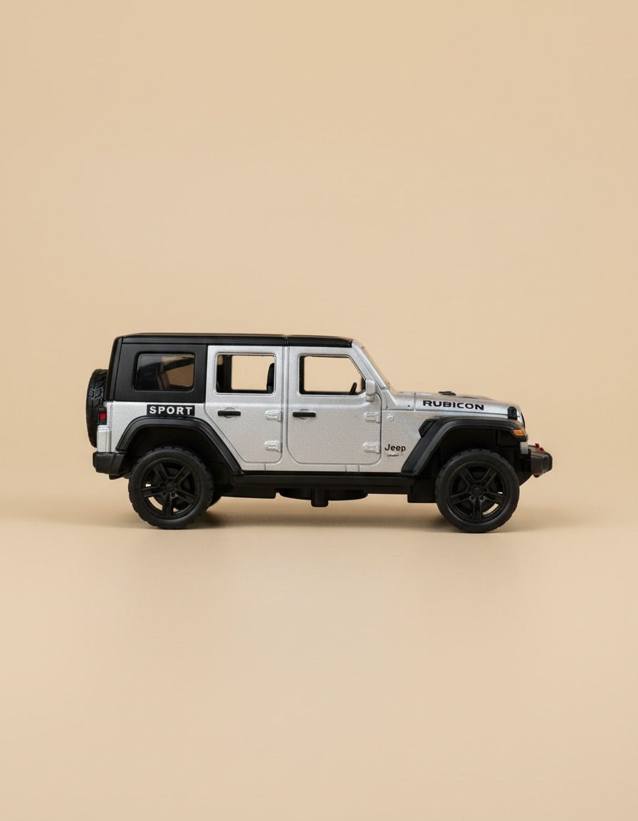 RUBICON DRILL 1:32 SCALE CAR ( SILVER ) DIE CAST MODAL RUBICON CAR , OPEN DOOR-image-24