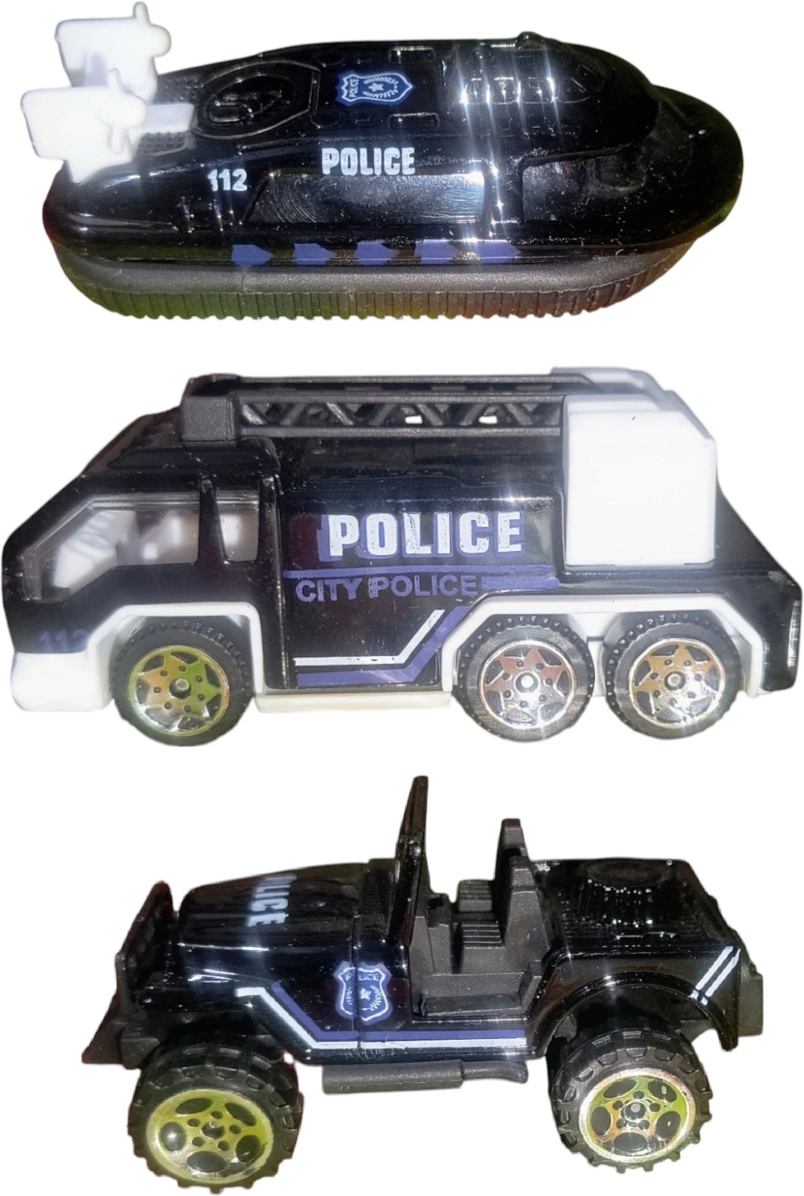 Police Vehicle Play Die-Cast Battalion Jeep,War Ship Water Craft & Police Car