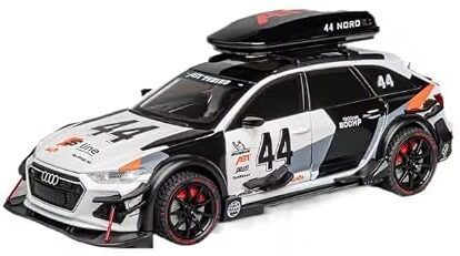 toyflezy 1:24 Scale Black White Racing Wagon Die-Cast Model Car with Roof Cargo Box-picture-47