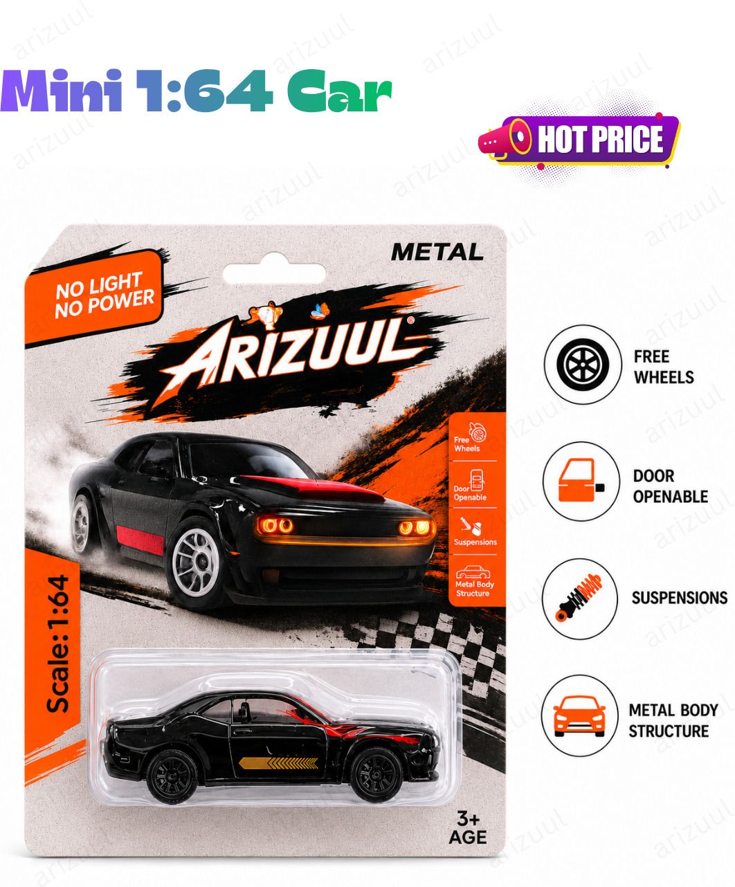 arizuul Dodge Challenger Premium Quality Diecast Metal Racing Car Gift for Kids-picture-41