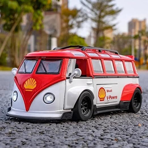 1.32 Scale Diecast Vollks-wagen Bus Toy Van Style, Metal Body with Pull Back Act-image-35