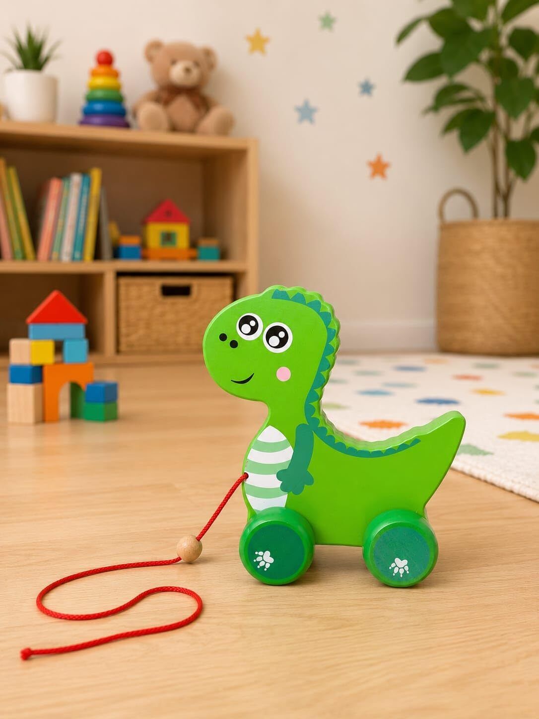 Wooden Pull Along Dinosaur Toy for Kids | Montessori Walking Toy-image-42