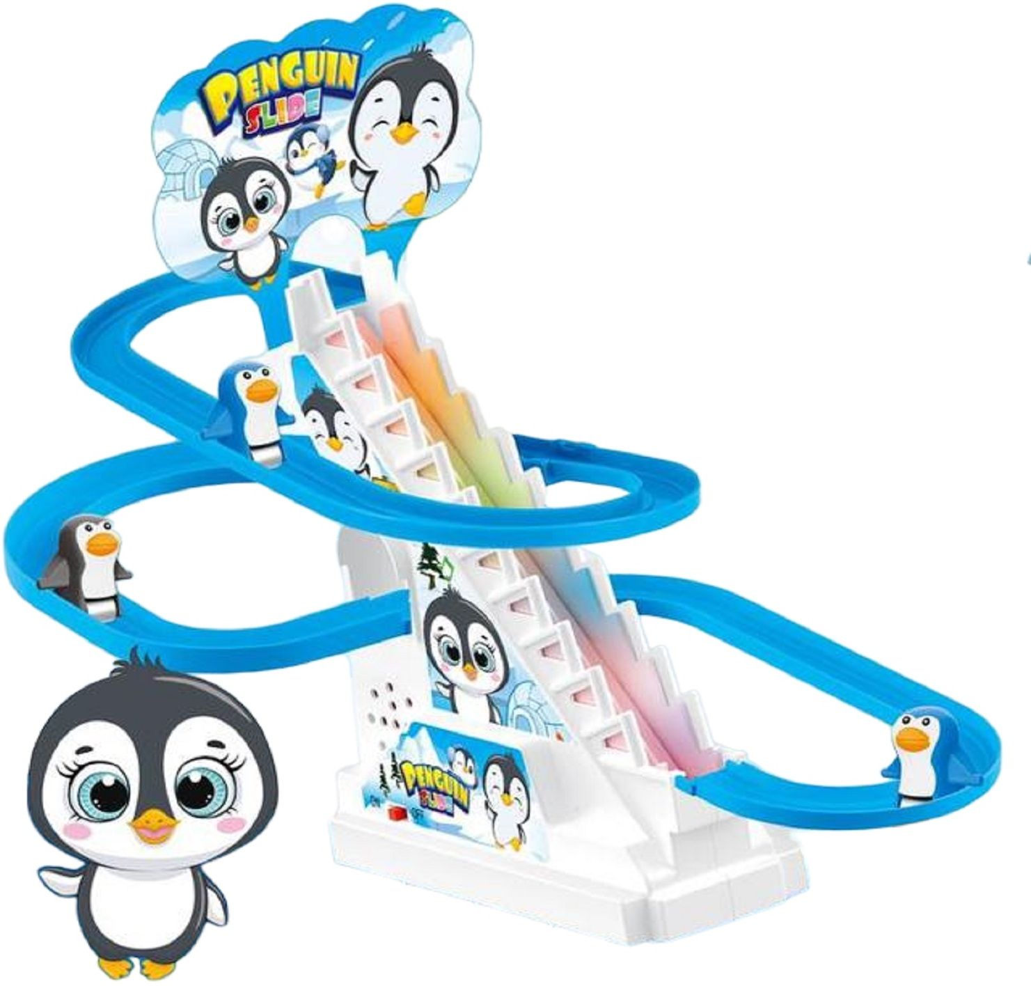 skstore Penguin Climbing Toys,Electric Penguin Chasing Race Track Game Set-picture-41