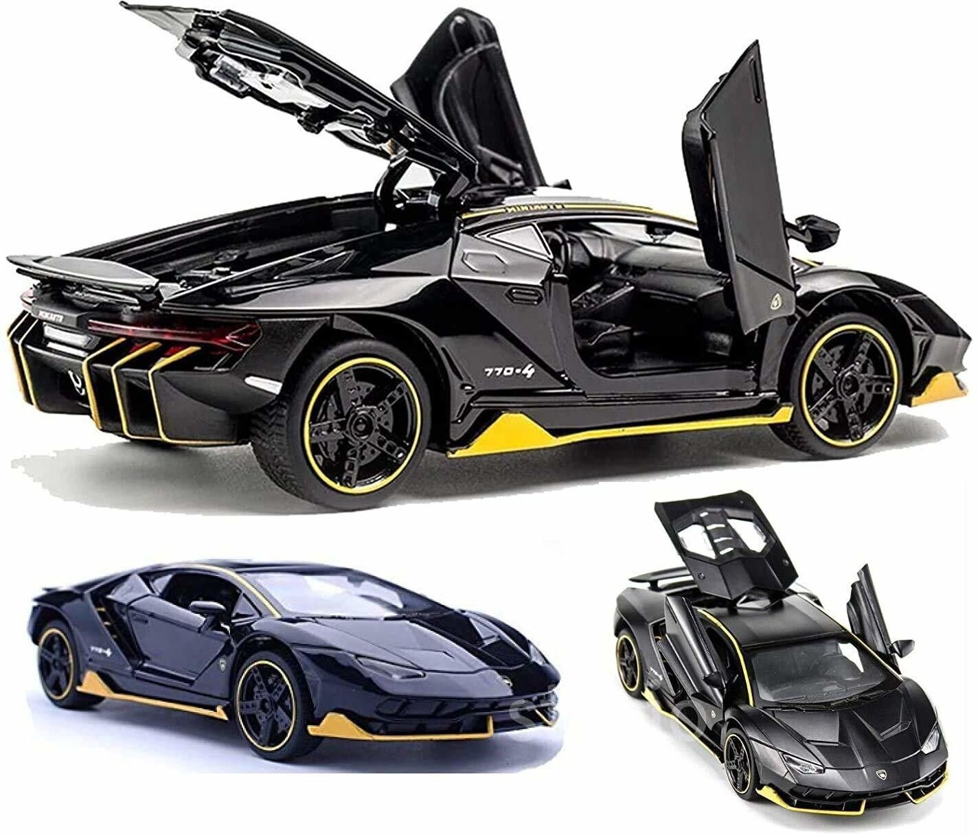 New1:32 scale Lamborghini Die cast Alloy Metal Car Model Pull Back Car for Children Toys Light & Sound, Openable Hood, Trunk and Doors Best Gift for Boys and Girls Best Gift Your Child(4 color Design Available 1 Design Sending pc of 1 pc