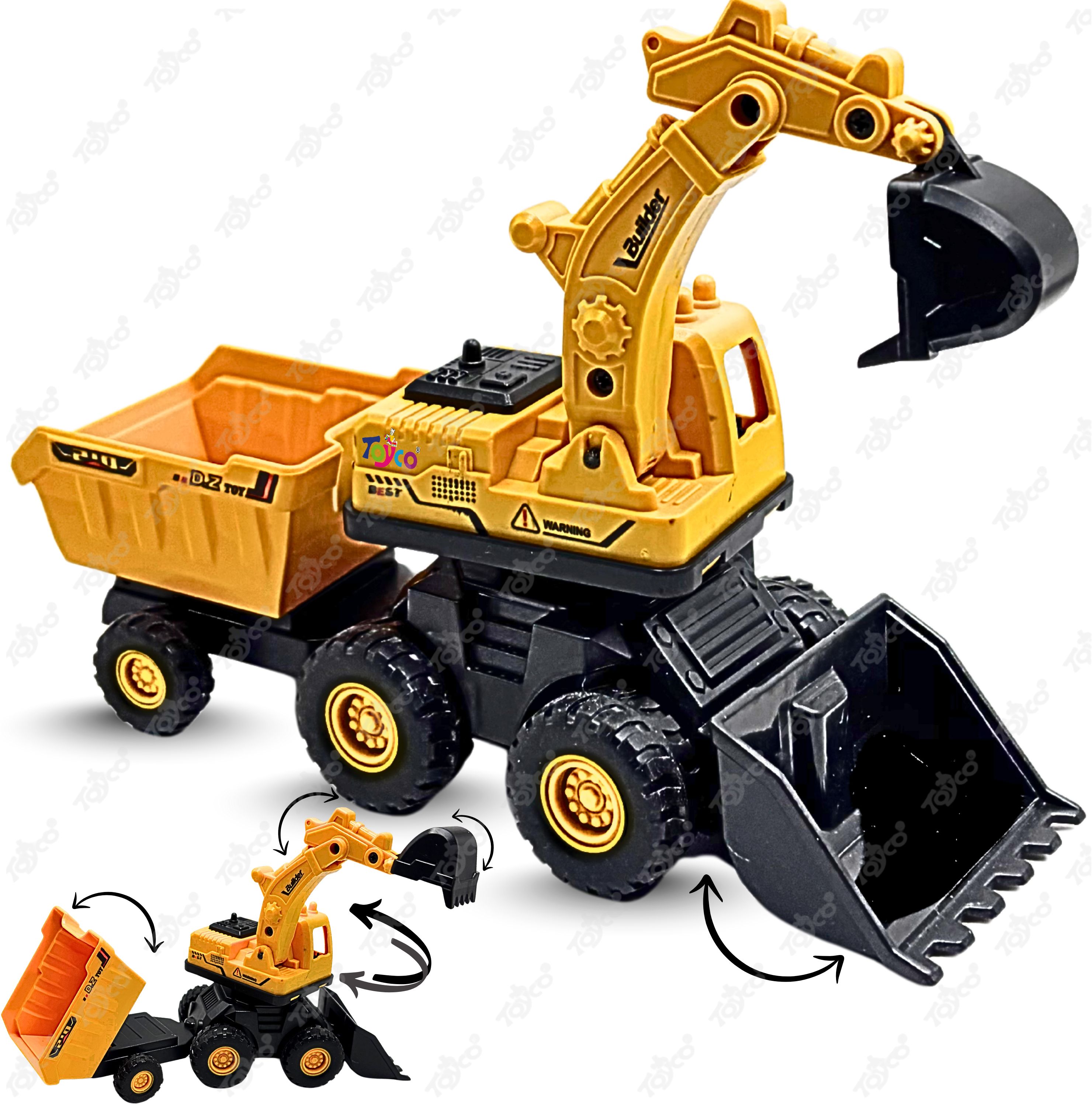 toyco 3 in 1 Bulldozer, Dumper & JCB Construction Kids Toy Vehicle FRICTION POWERED-picture-18