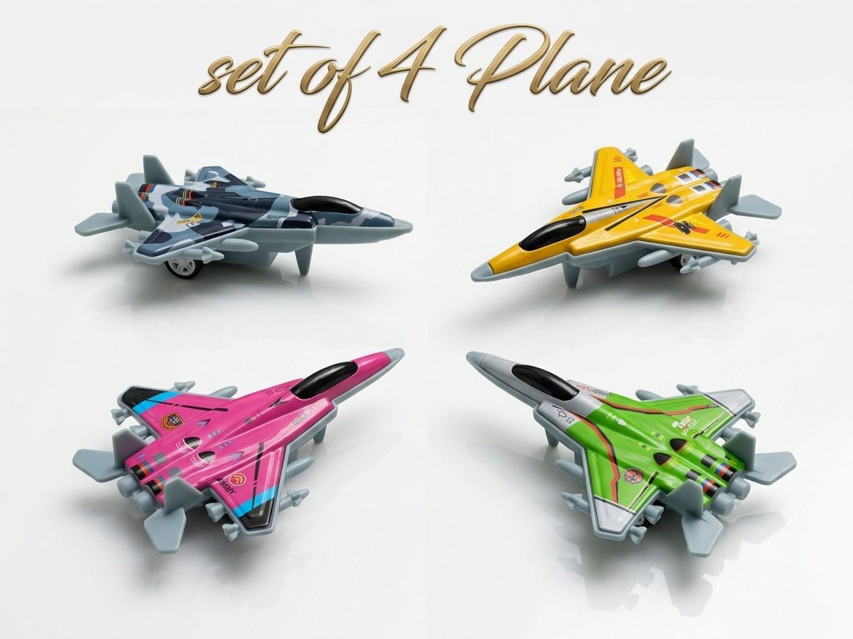 Diecast Fighter Jet Pull Back Toys Set for Kids | Set of 4-image-37