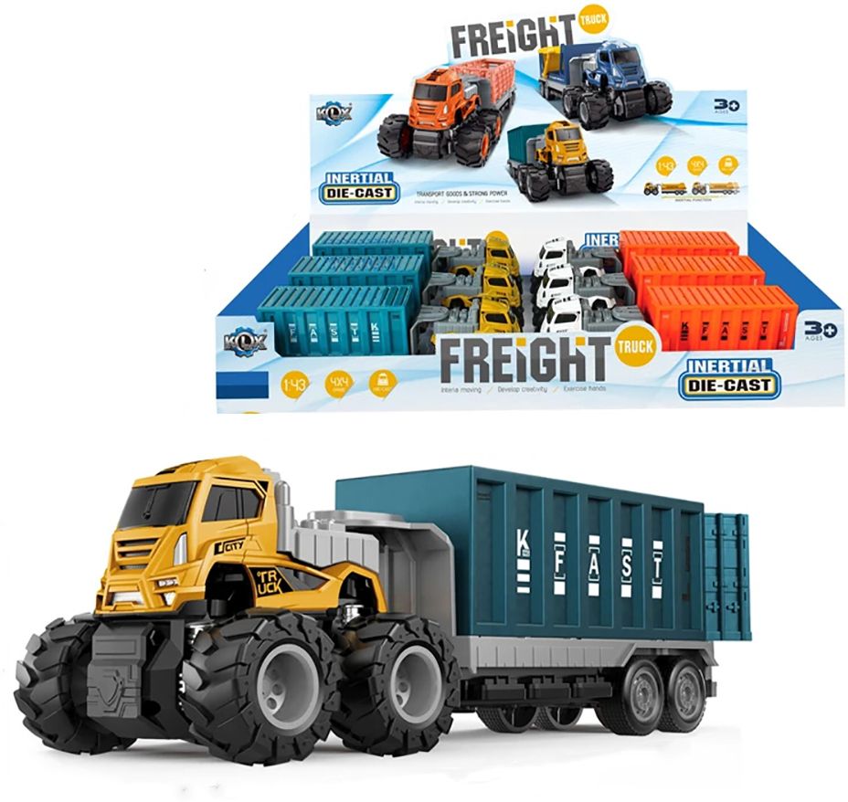 darvice Transport Truck Toy Metal Head Container Truck For Kids 2 year and Above-picture-15