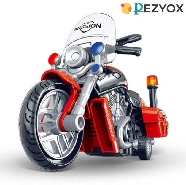 pezyox Police Motorcycle Toy Pull Back Vehicles with light and sound for Kids-picture-10
