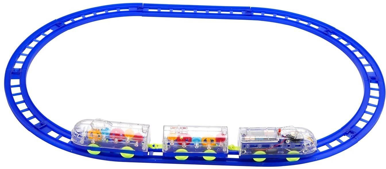 lastictoy Multicolor Transparent Gear Train Track Toy Set with Moving Colorful Gears-picture-16