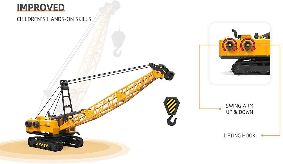 ragiluxe Diecast Crane Toy with 360 Rotation Movable Hook Crawler Track Vehicle-picture-20