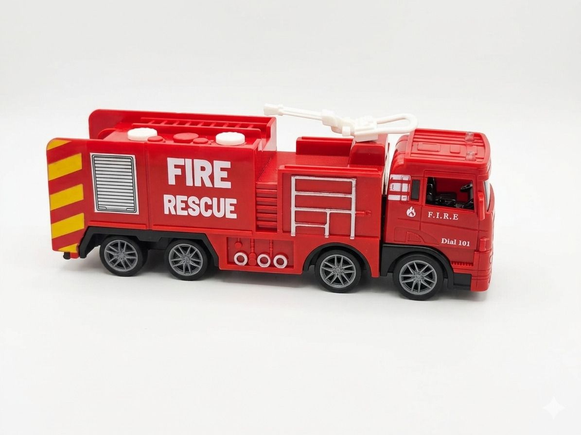 hda group 8 Tyre Fire Truck for Kids Friction Power Toy Vehicle with Openable Back Door-picture-14