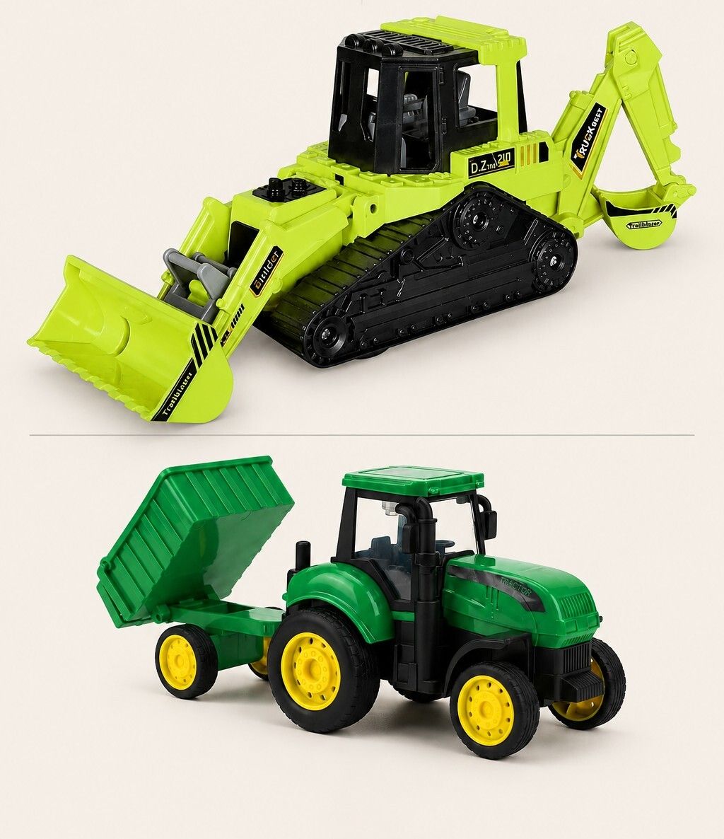 Chain JCB Tractor Toy with Trolley Friction Truck Unbreakable Toys Set for Kids-image-44