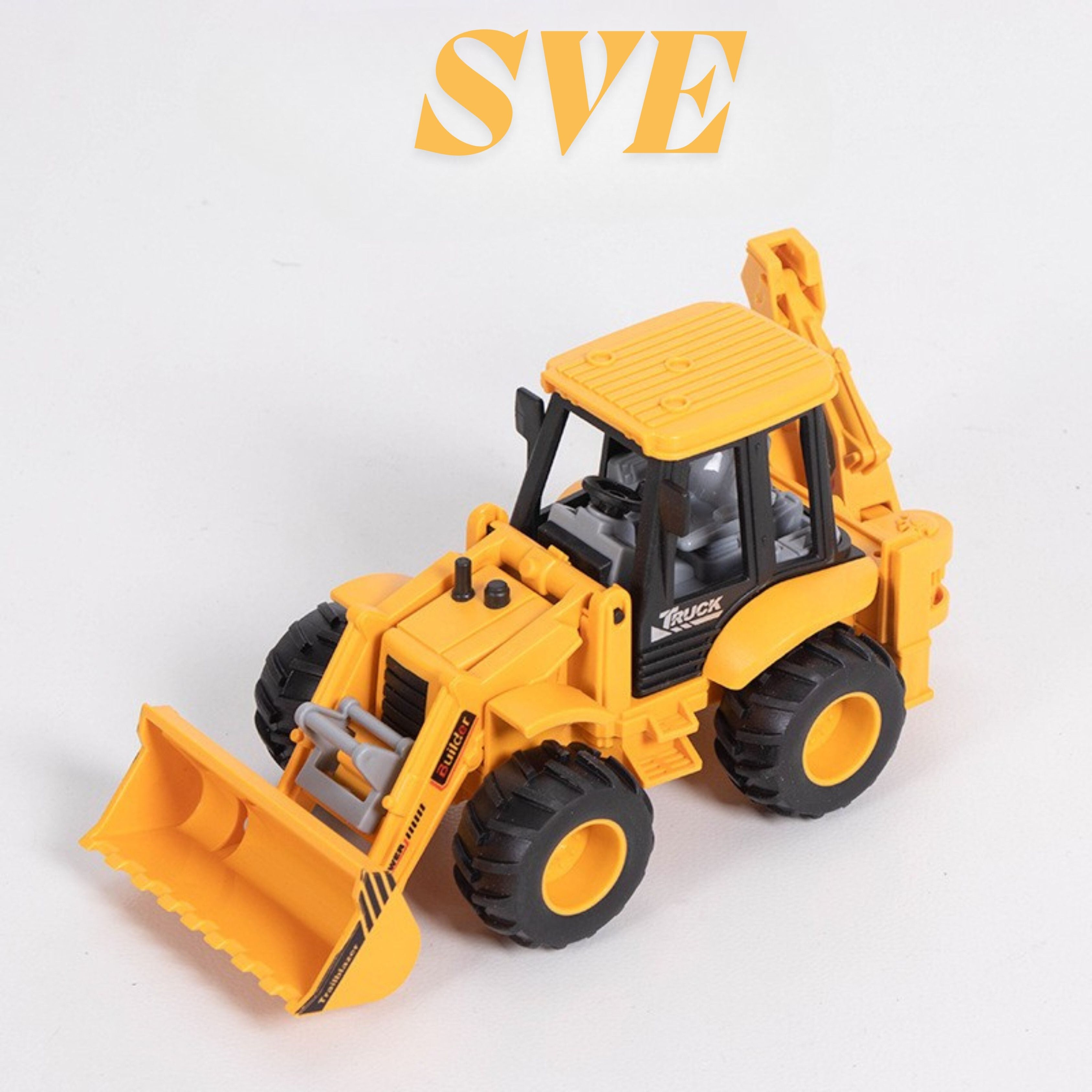 kinegic Jcb Friction Truck Construction Vehicle Toy Rotatable Excavator Bulldozer-Yellow-picture-34