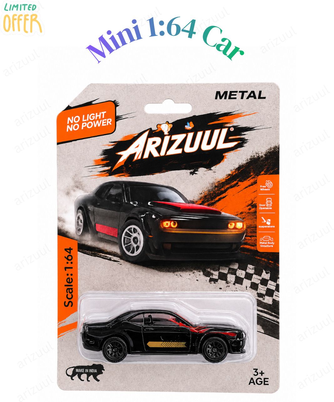 arizuul DC SRT Hellcat High Detail Metal Car Model with Free Wheel Action-picture-43