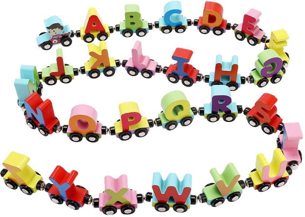 Wooden Alphabet Letter Train Set, Colourful Magnetic A to Z , 27 Pieces-image-40