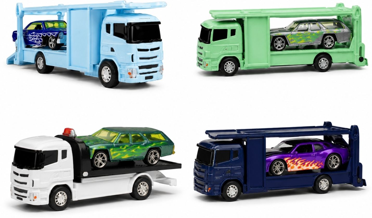 minakshi 1:64 Die Cast Metal Transport Truck with Sports Car | (1 Pc, Colour May Vary)-picture-14