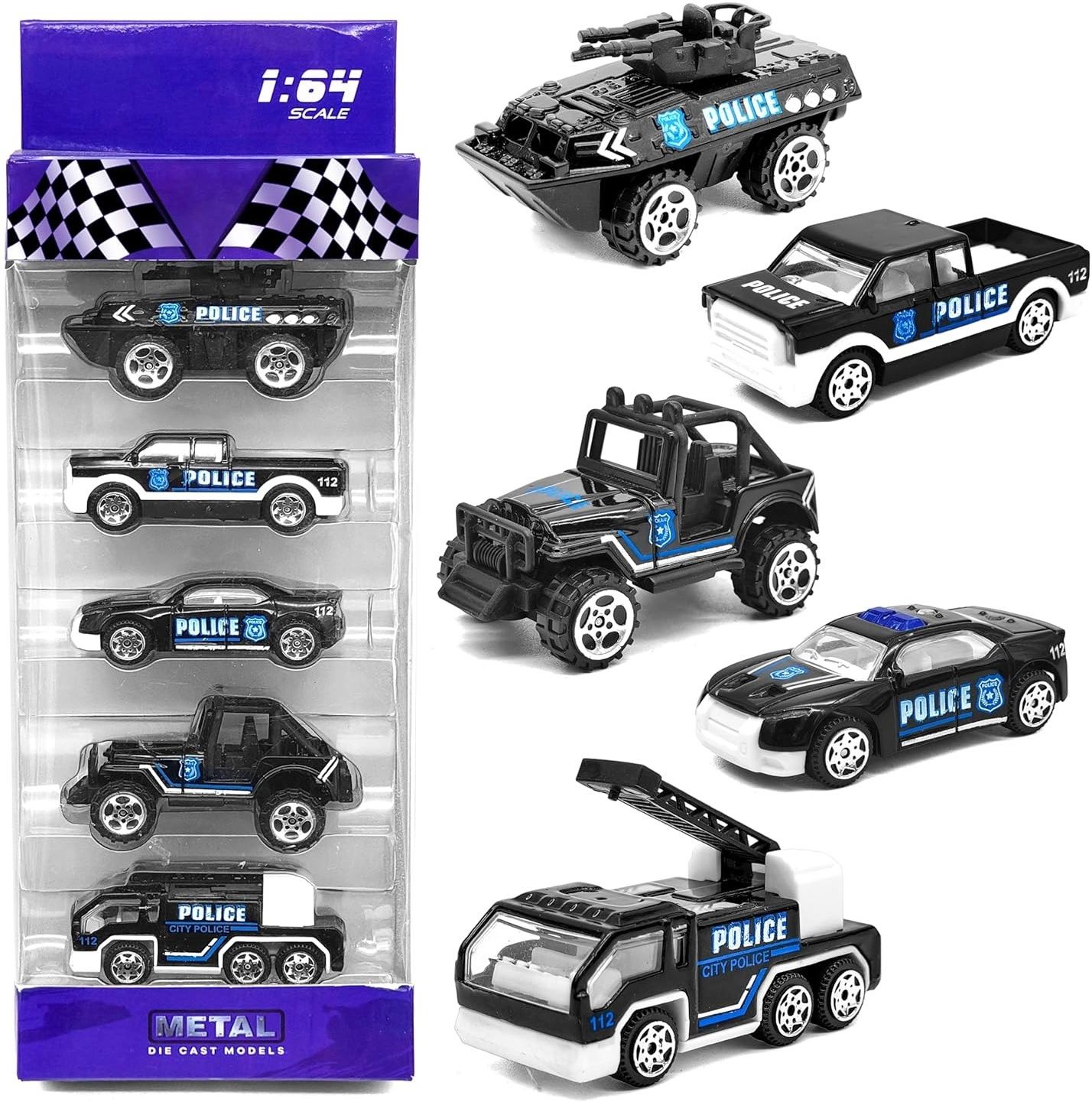 Mini Die Cast Alloy Metal Police Department Vehicle Toy Set for kids set of 5