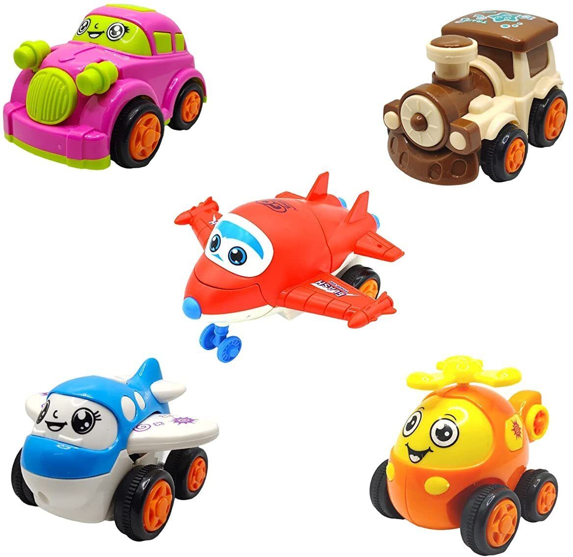 vworld Friction Powered Toy 5 Pcs Set of Car, Plane, Engine, Helicopter, Robot Plane-picture-18