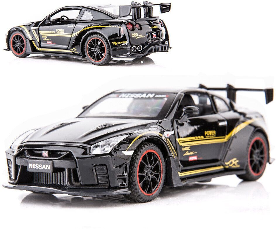1:32 Nissan GTR R35 Zinc Alloy Pull Back Light&Sound Toy Car Die Cast pc 1-image-9