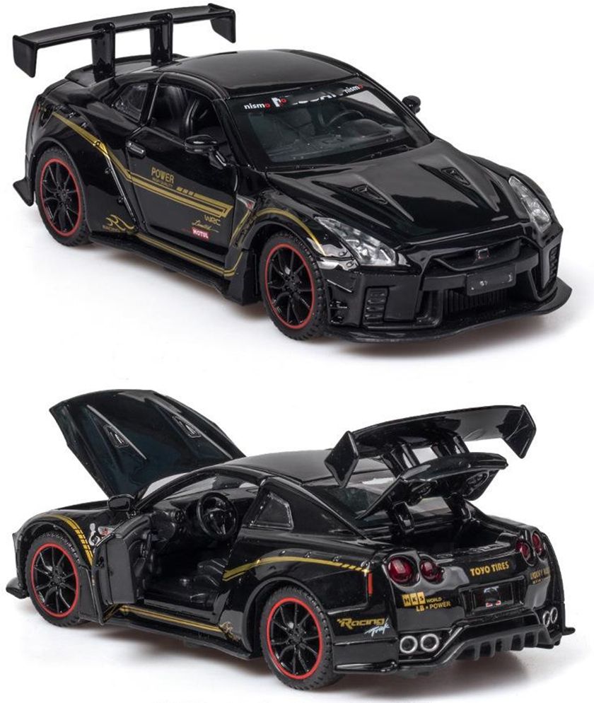 132 Diecast Metal Car Nissan R35 Scale Model Car Light Sound Pull Back Toy Car-image-7
