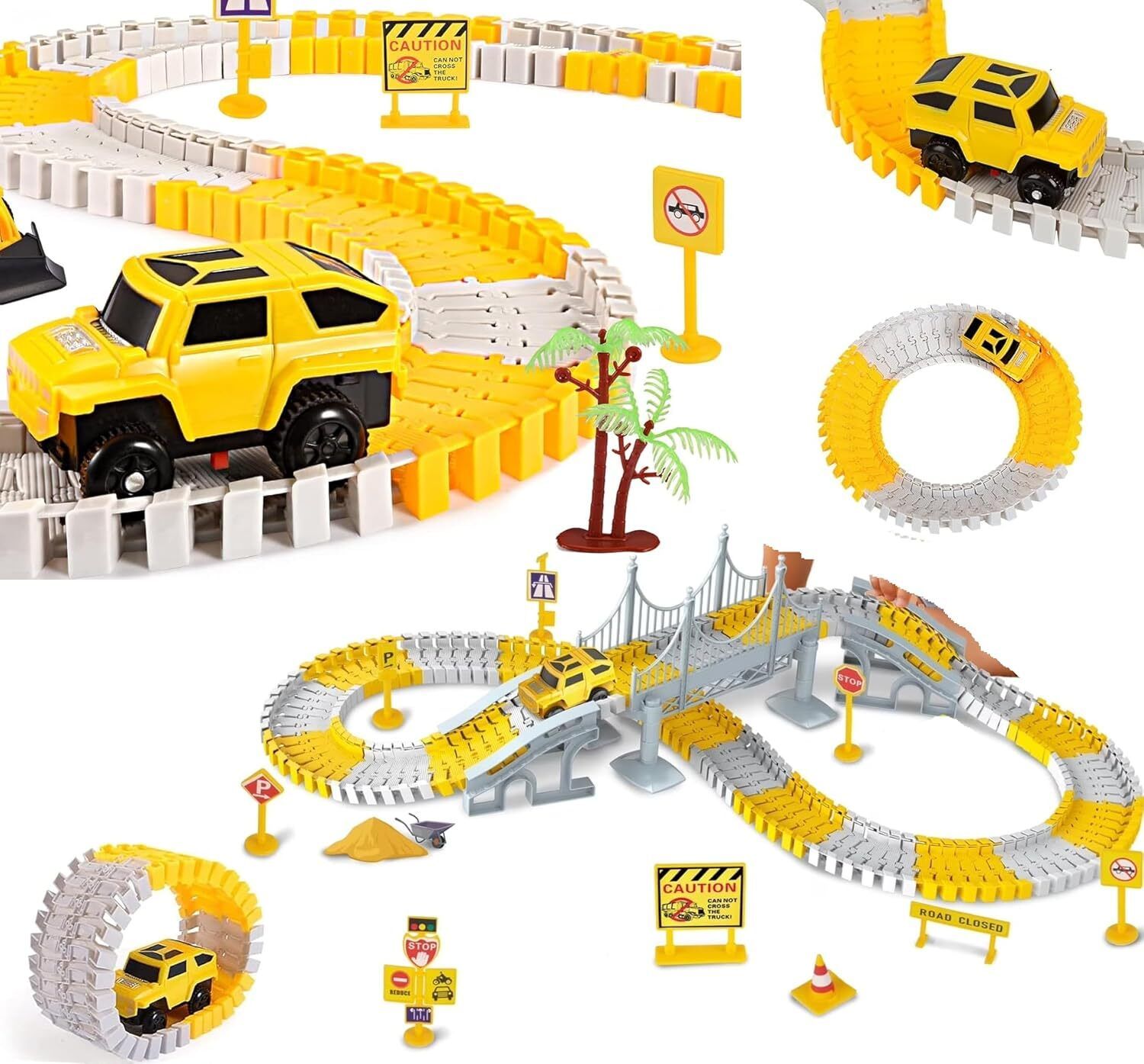 Car Race Track Toy for Kids Flexible Adventure Ramp Playset with Electric Car