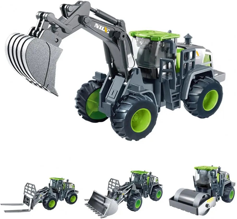 Unbreakable Construction Excavator Pack 4 Vehicles For Kids Trucks Bulldozer Set-image-48