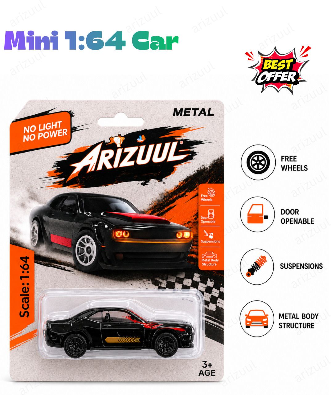 arizuul Dodge Challenger Diecast Muscle Car Model Toy with Smooth Free Wheel Movement-picture-46