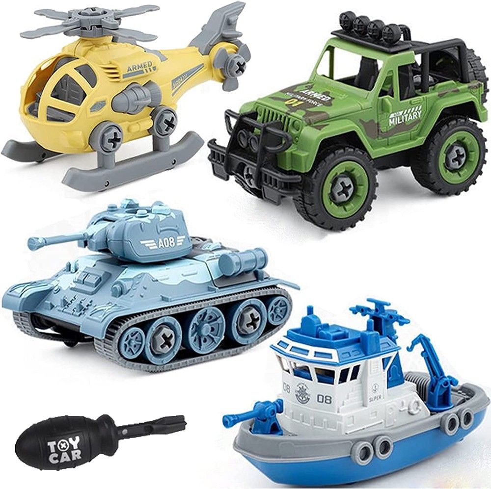 Unbreakable Assemble Army Toy Vehicle Helicopter Country Jeep Ship Military Tank
