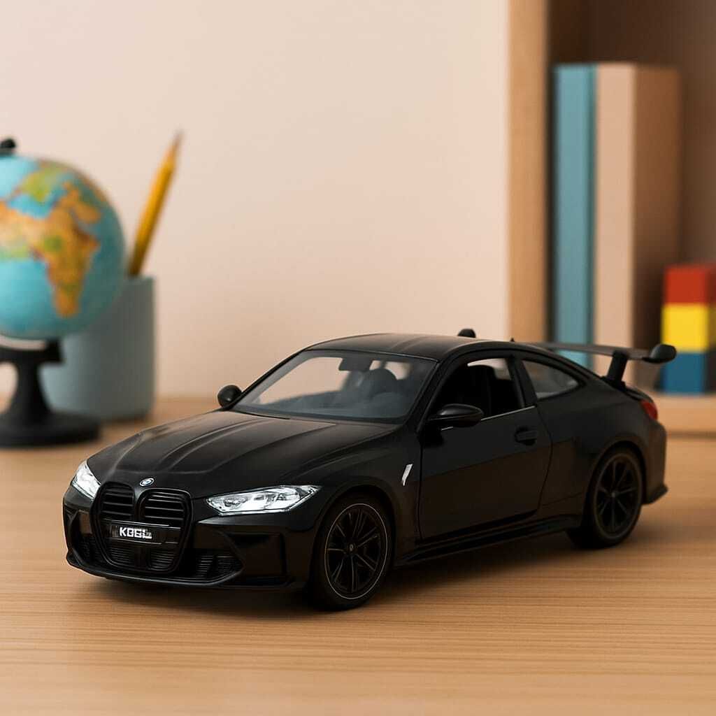 h 1:32 BMW M4 Diecast Car Toy with Pullback, Lights, Music & Open Doors