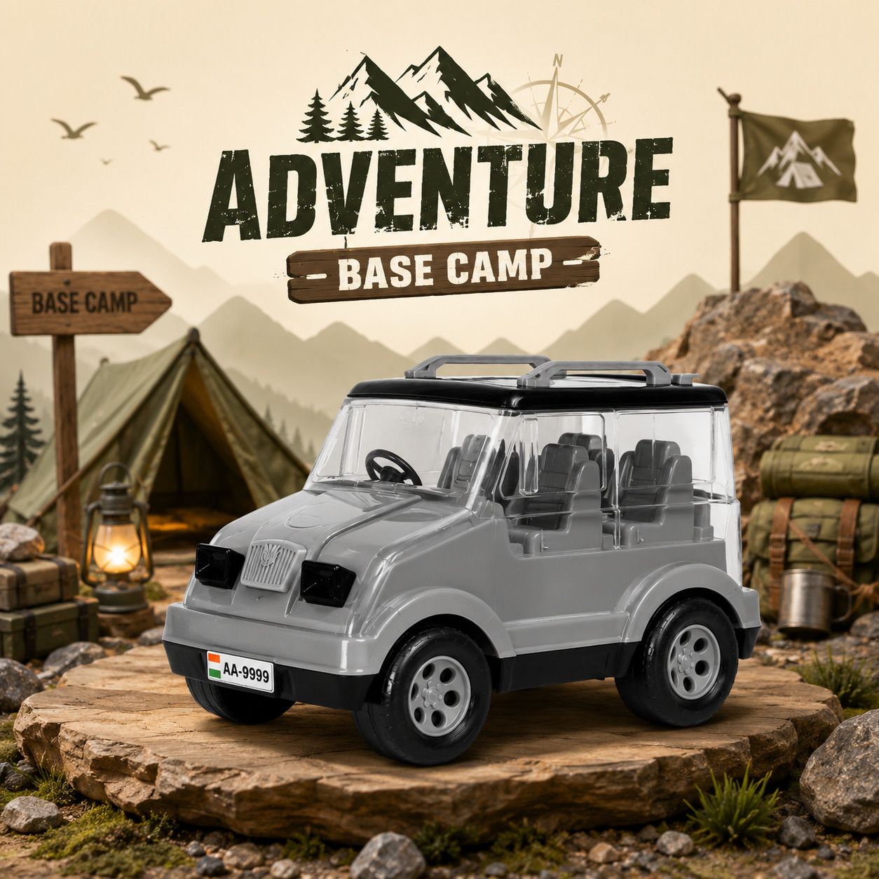 Be Bright Friction Powered Adventure Jeep Toy Car for Kids Push & Go Black-image-15
