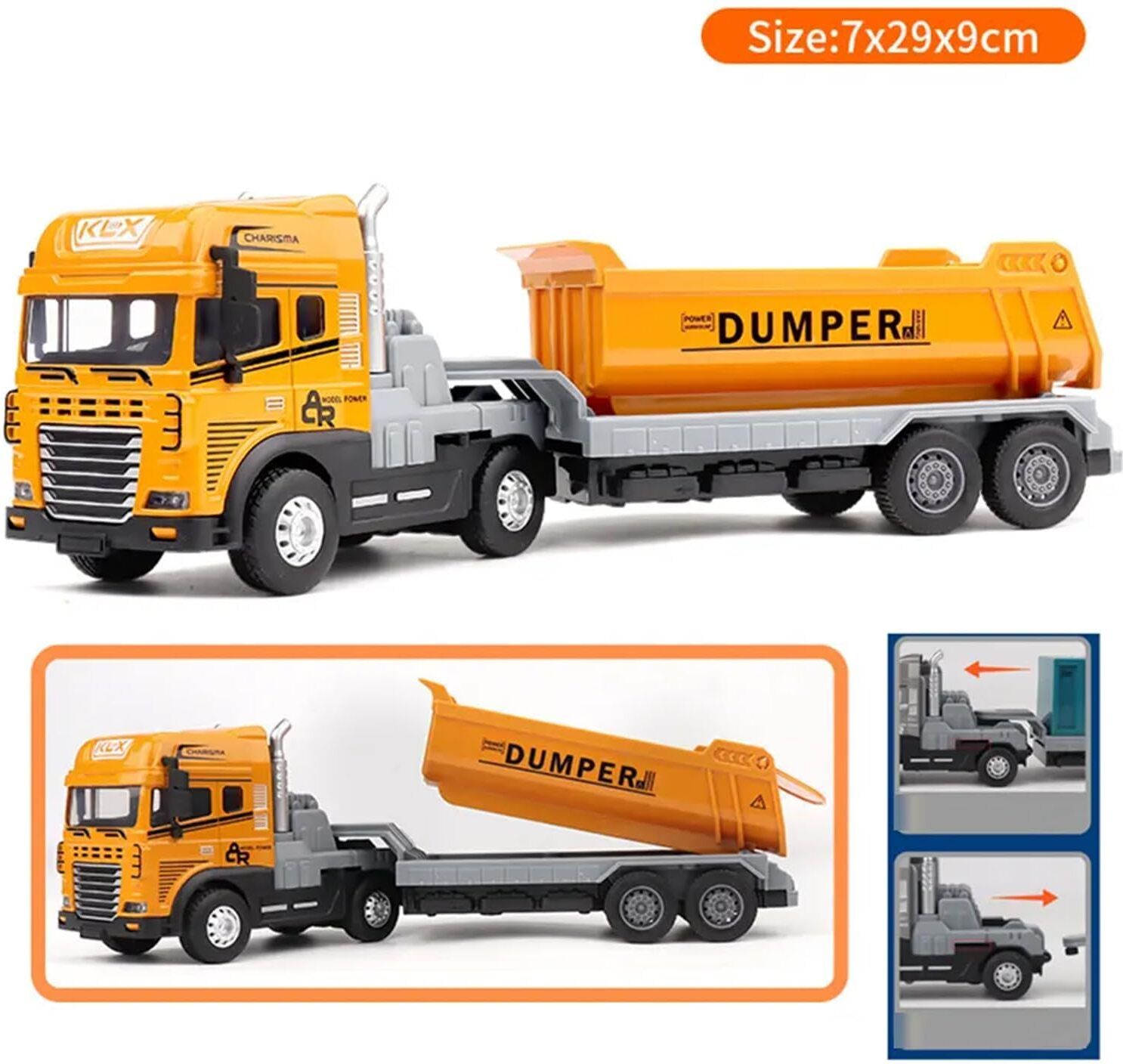 ragiluxe 1:43 4WD Die-Cast Metal Construction Dumper Truck toys with Friction Powered Toy-picture-17