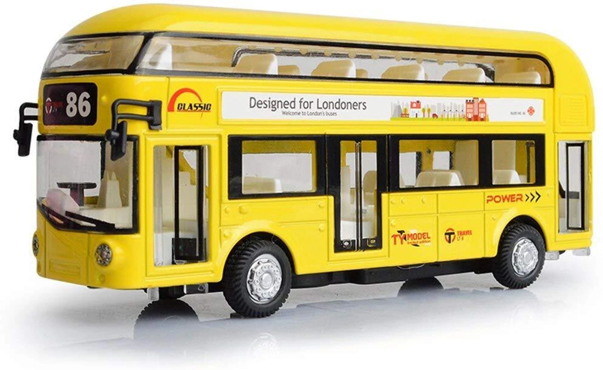 toiisweet Double Decker London Bus with Pull Back , Light & Sound, Openable Doors-picture-17