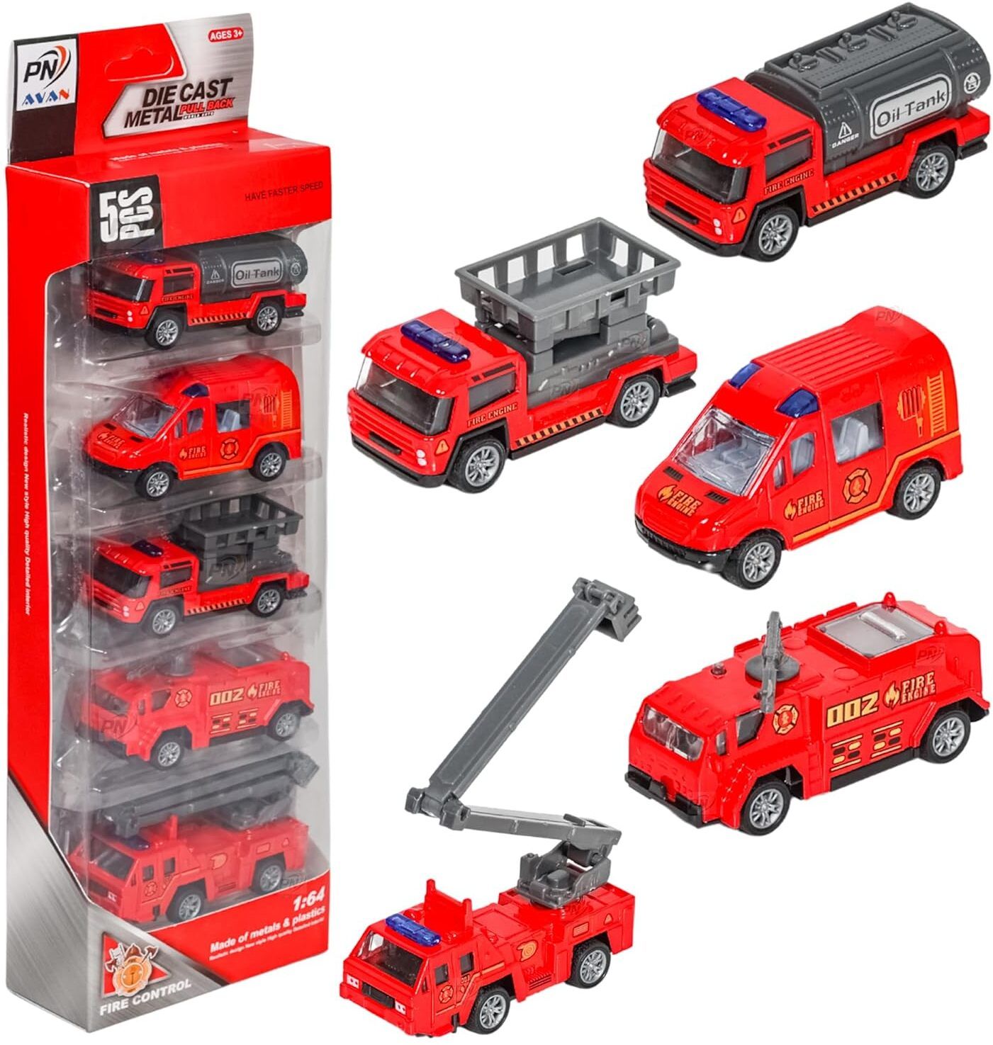 pn avan Die Cast Metal Pull Back Toy Vehicles Set|1:64 Scale|Fire Rescue Toy for Kids-picture-16