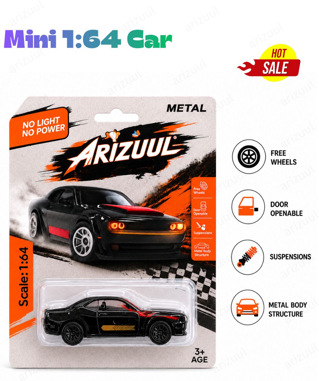 arizuul Dodge Challenger Premium 1:64 Scale Diecast Toy Car with Durable Metal Body-picture-15