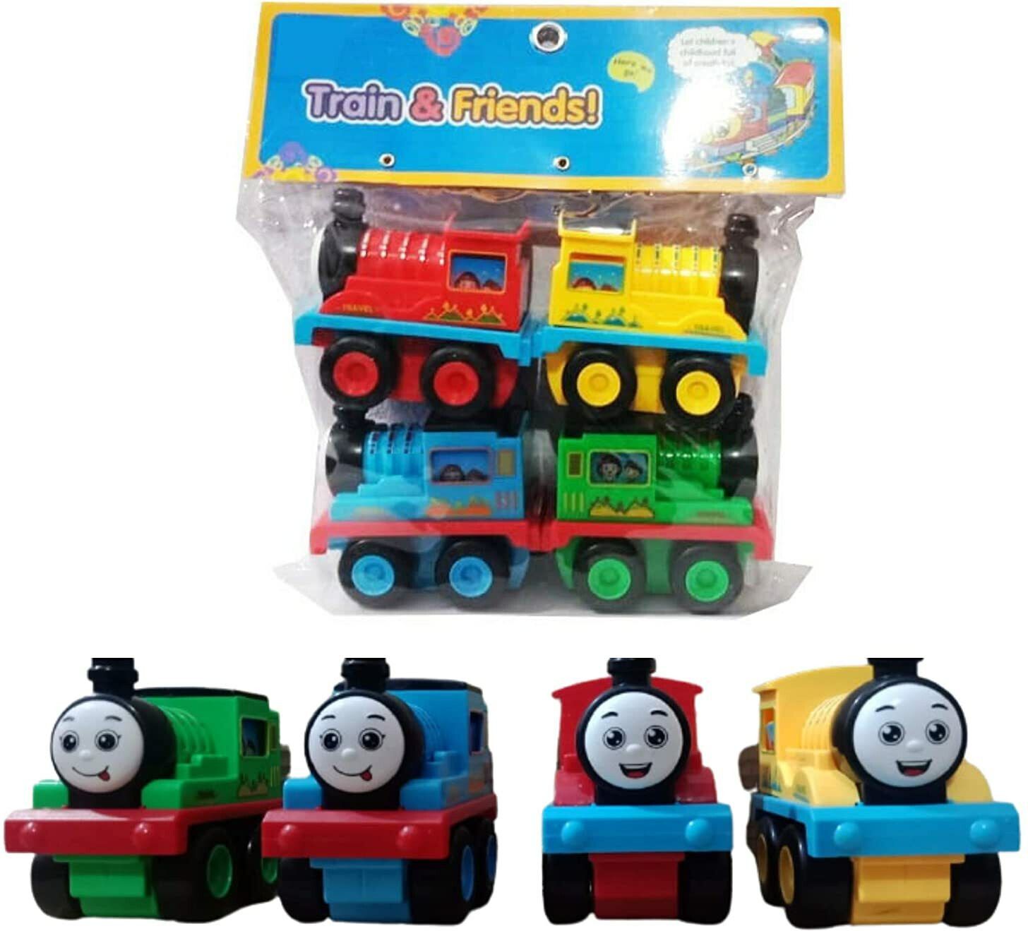 flbako Trains & Friends Adventures, Small Push Along Train Engine Pull Back Set of 4-picture-47