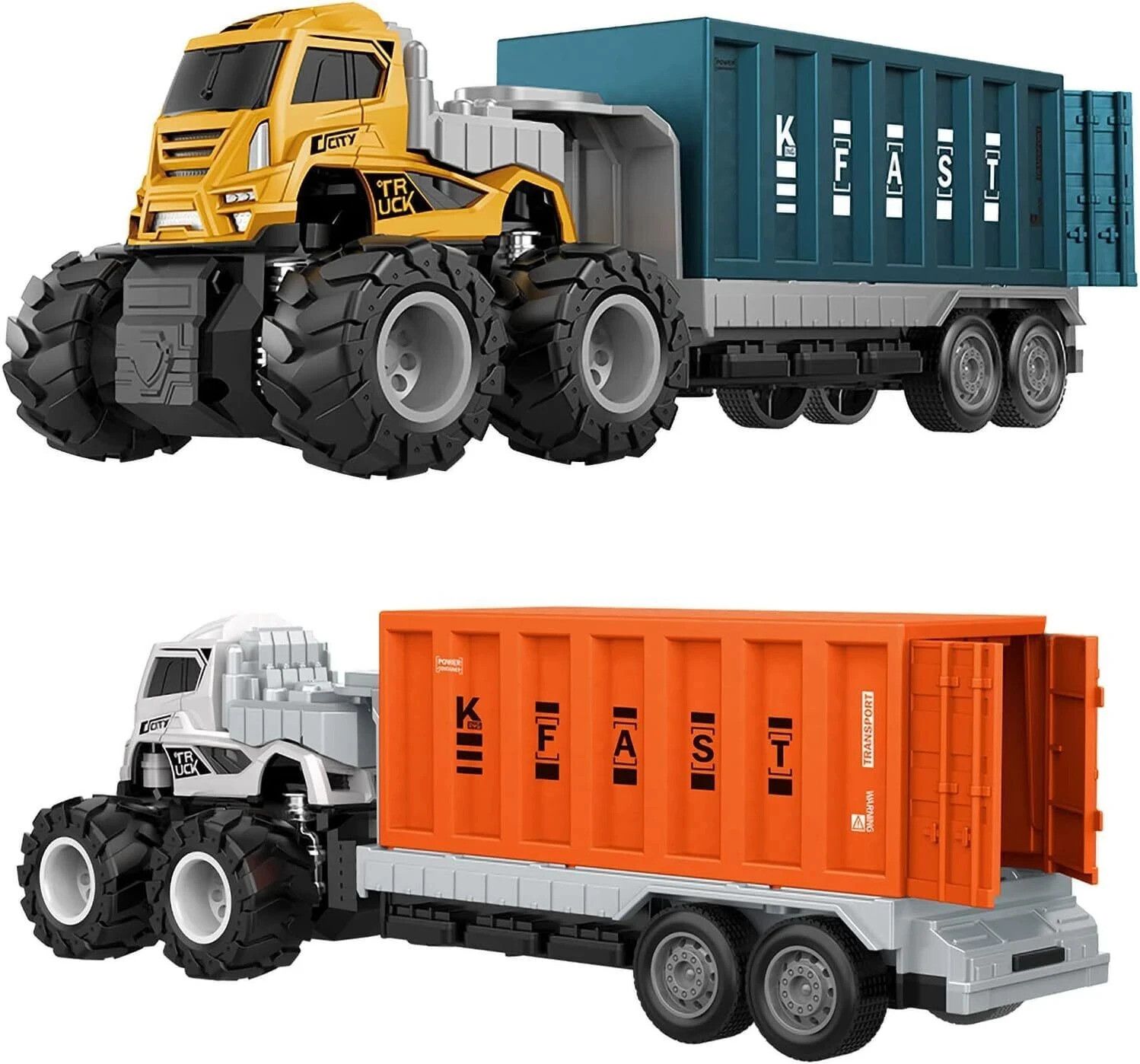 Die Cast Logistic Transport Truck Friction Powered Car Carrier Trailer Toy kids-image-31