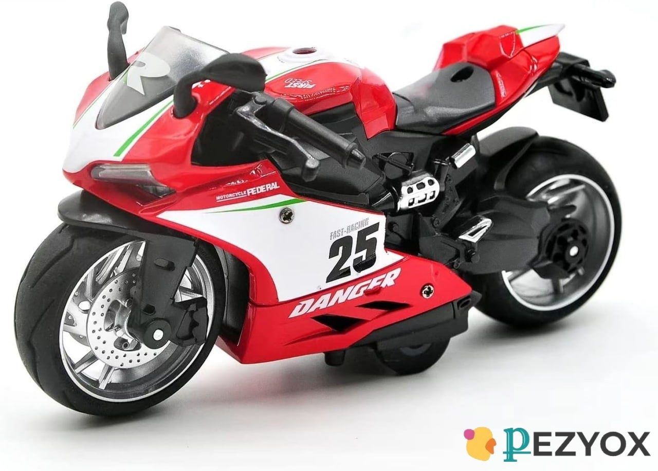 pezyox 1:12 Ducati Pull Back Mini Motorcycle Toy with Sound & Light for Kids.-picture-21
