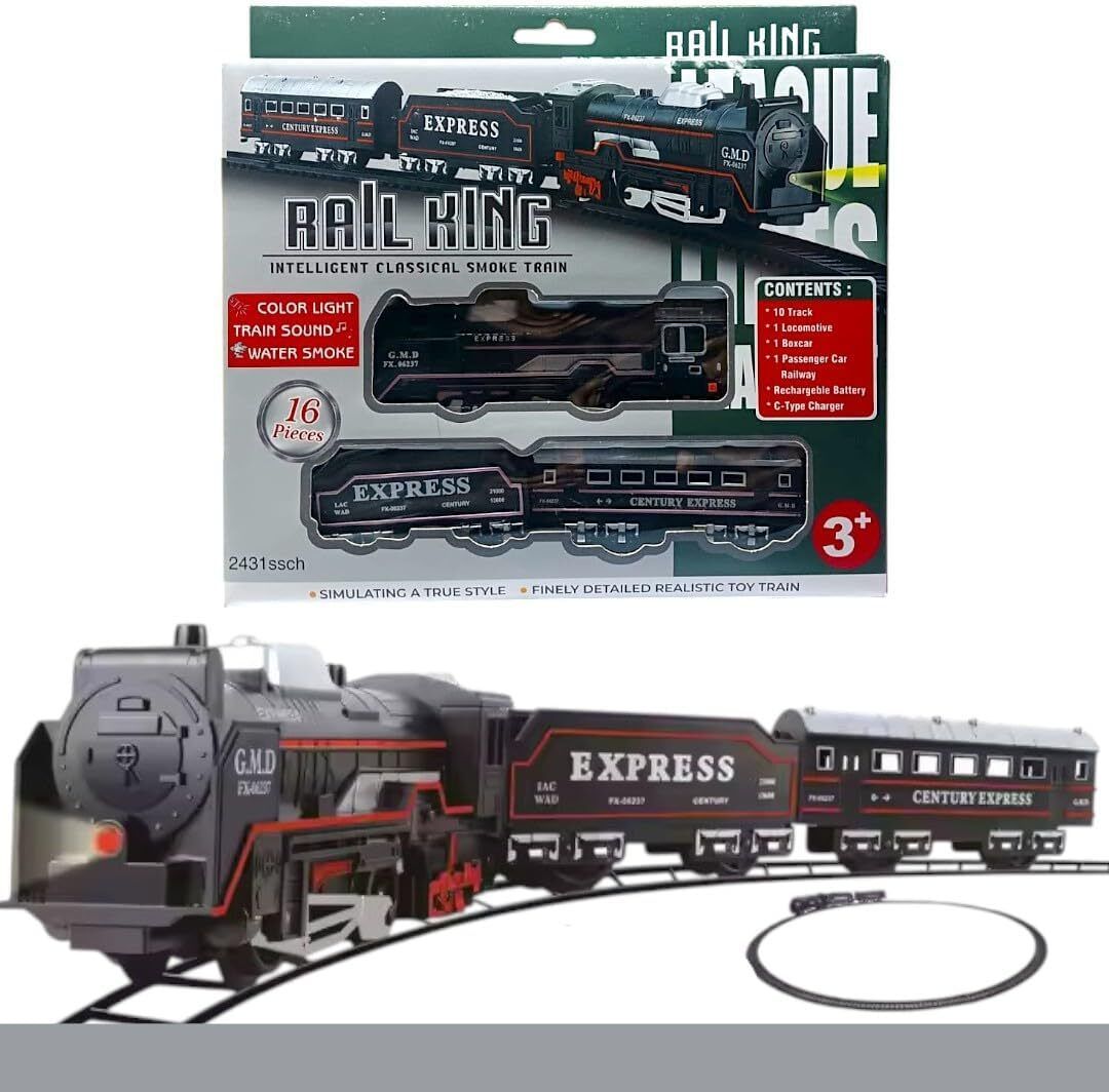 homoze Rail King Intelligent Classical rechargeable Smoke Toy Train-picture-42