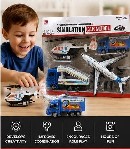 aerokhel Ultimate 4-in-1 Aviation & City Transport Vehicle Toy Set for Kids-picture-18
