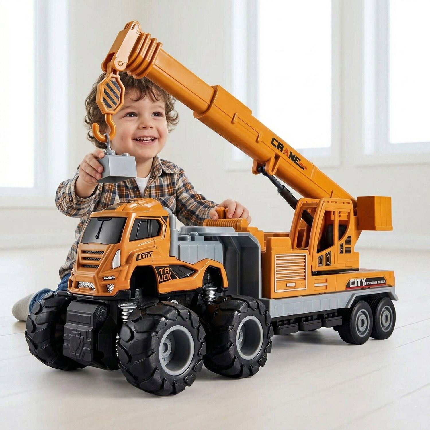 dezicon Big Wheel Monster Truck Toy Heavy Duty Construction Excavator Crane Toy for Kids-picture-7