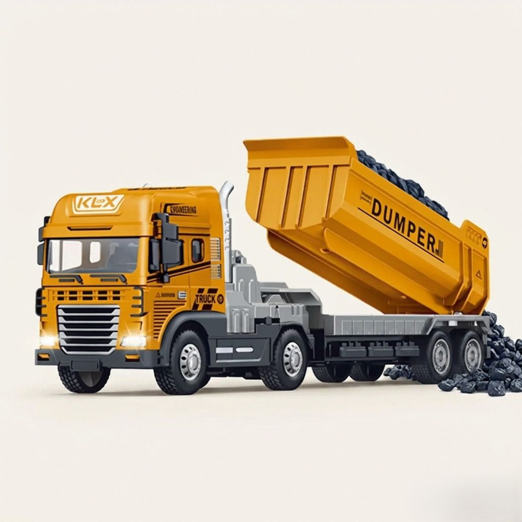 fraimingo Heavy Duty Dumper Truck Toy with Realistic Alloy Finish and Movable Loading Bed-picture-42